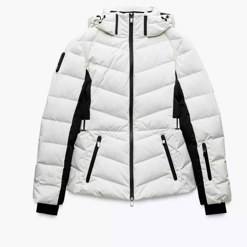 Zara White and Black Ski Jacket